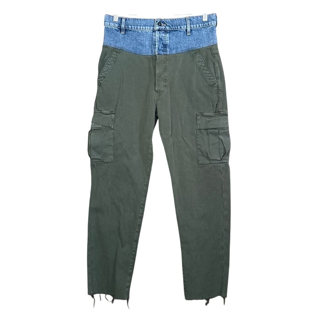 Hudson Foldover Cargo Pants Two Tone Green Blue Denim Isolated Troop Size 27